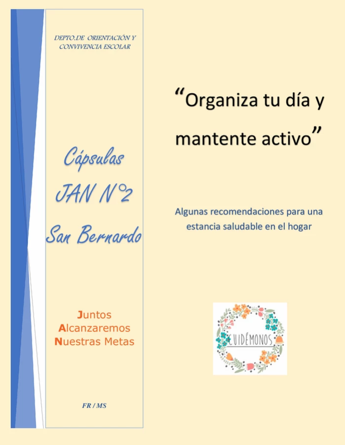 Documento con recomendaciones para organizar tu día y mantenerte activo